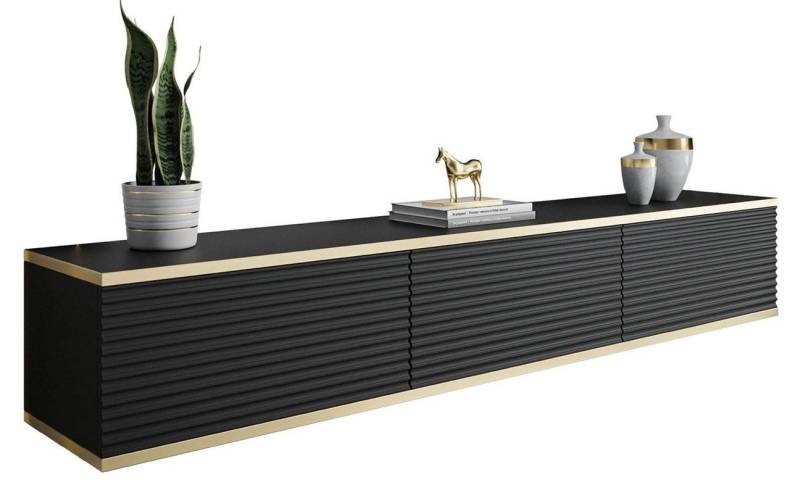 ALLHOUSE24 Lowboard hängender TV Schrank RIVERA 175 Breite geriffelte Fronten BERLIN von ALLHOUSE24
