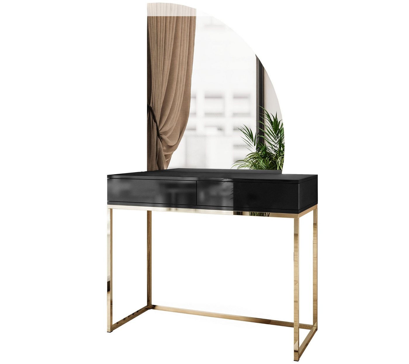 ALLHOUSE24 Schminktisch BUENO MOND Schwarz Metall gold Halbmond Spiegel LED Kosmetiktisch ALLHOUSE24 Schminktisch BUENO MOND Schwarz Metall gold Halbmond Spiegel LED Kosmetiktisch von ALLHOUSE24