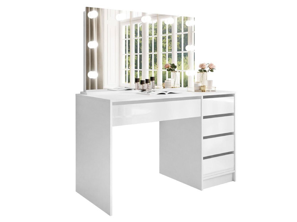 ALLHOUSE24 Schminktisch DAMA ELITE mit Spiegel und LED Beleuchtung Kosmetiktisch (1x Schreibtisch 1x Spiegel), Breite: 120 cm von ALLHOUSE24