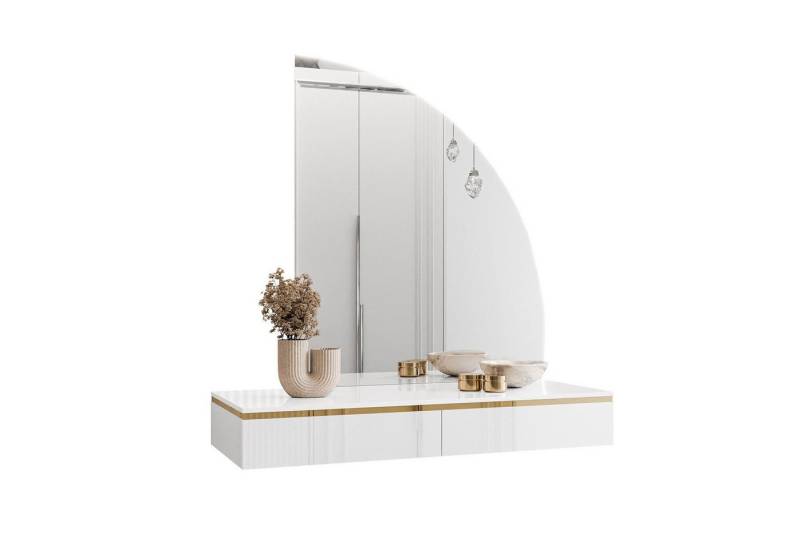 ALLHOUSE24 Schminktisch Hängender Schminktisch PEONY GOLD Halbmond Spiegel mit Beleuchtung, Breite: 102 cm ALLHOUSE24 Schminktisch Hängender Schminktisch PEONY GOLD Halbmond Spiegel mit Beleuchtung, Breite: 102 cm von ALLHOUSE24