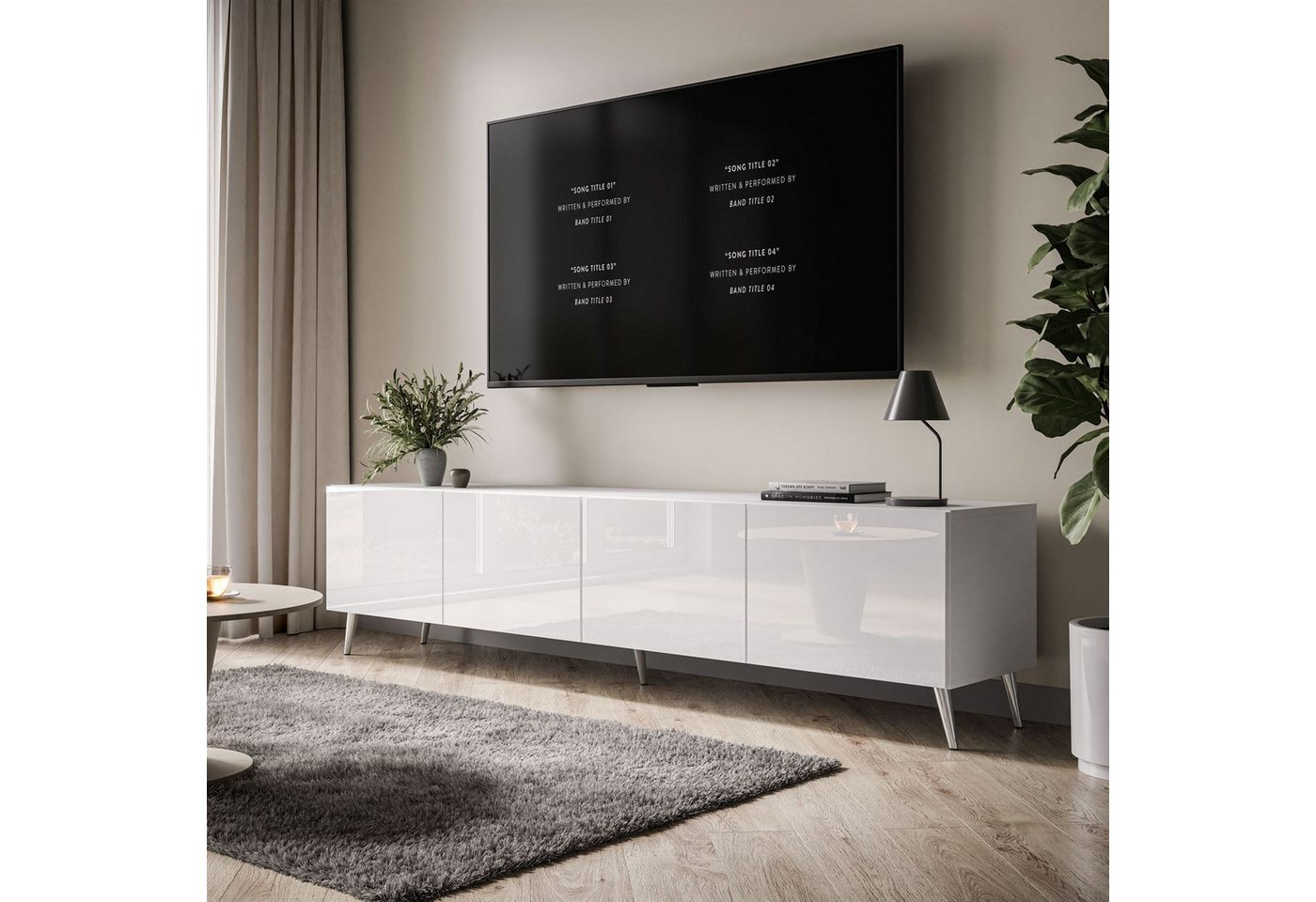 ALLHOUSE24 TV-Schrank LOGANTE 200 cm Breite Unterschrank TV Lowboard Metall Füße 200 cm Breite ALLHOUSE24 TV-Schrank LOGANTE 200 cm Breite Unterschrank TV Lowboard Metall Füße 200 cm Breite von ALLHOUSE24