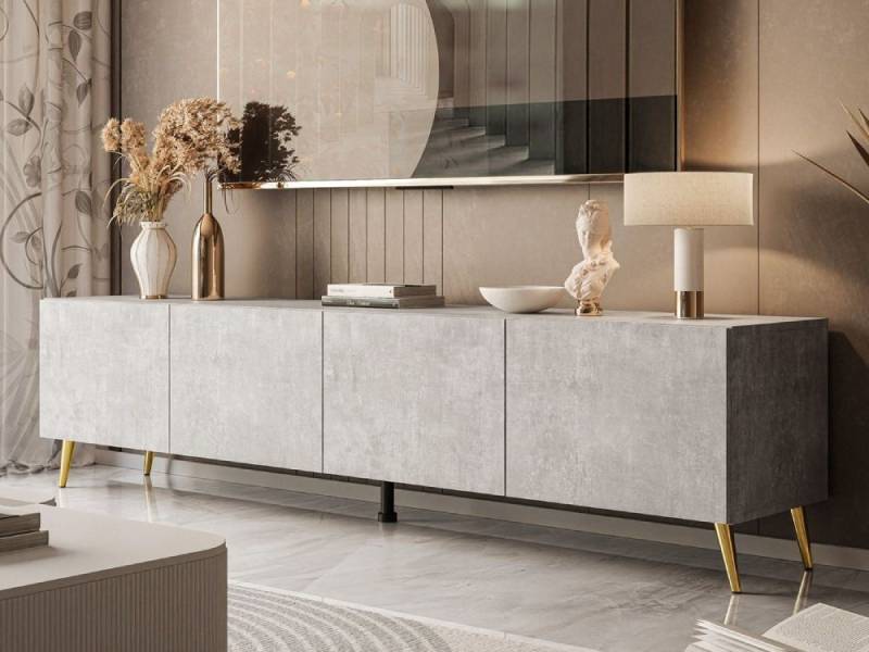 ALLHOUSE24 TV-Schrank LOGANTE 200 cm Breite Unterschrank TV Lowboard Metall Füße 200 cm Breite von ALLHOUSE24