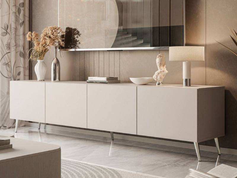 ALLHOUSE24 TV-Schrank LOGANTE 200 cm Breite Unterschrank TV Lowboard Metall Füße 200 cm Breite von ALLHOUSE24