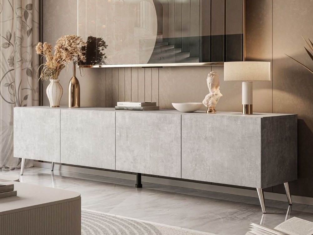 ALLHOUSE24 TV-Schrank LOGANTE 200 cm Breite Unterschrank TV Lowboard Metall Füße 200 cm Breite von ALLHOUSE24