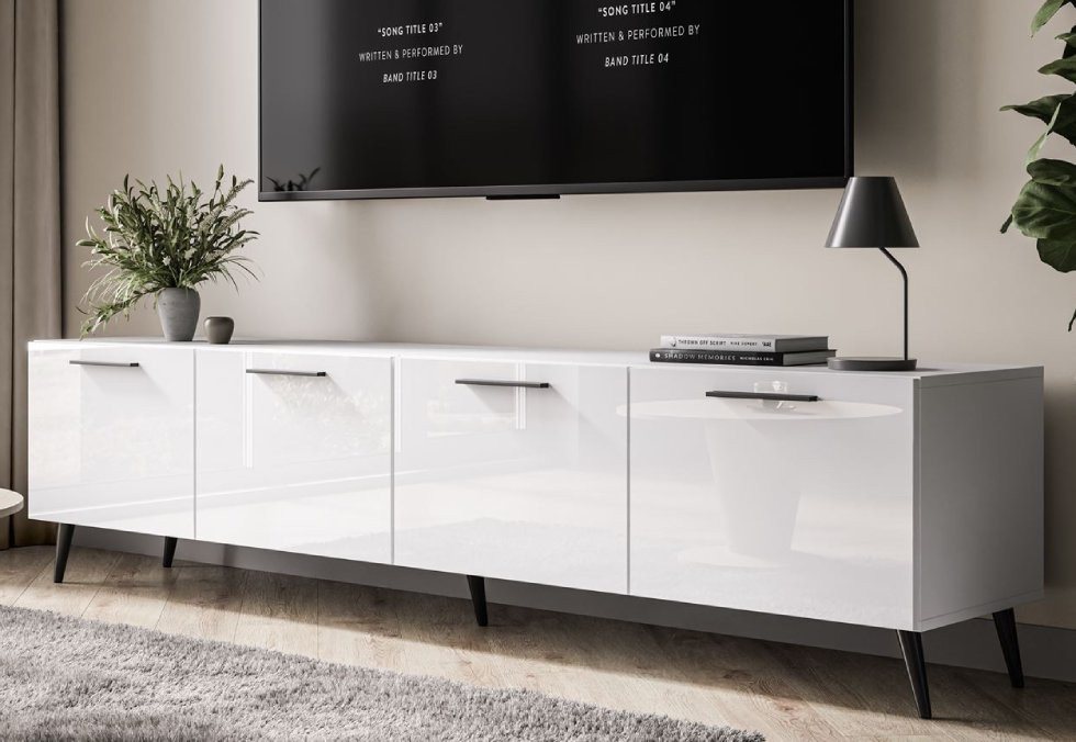 ALLHOUSE24 TV-Schrank LOGANTE 200 cm weiß Hochglanz/weiß mit Griffen Unterschrank Lowboard Breite 200 cm ALLHOUSE24 TV-Schrank LOGANTE 200 cm weiß Hochglanz/weiß mit Griffen Unterschrank Lowboard Breite 200 cm von ALLHOUSE24
