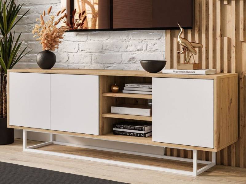 ALLHOUSE24 TV-Schrank MANDY 156 cm Artisan Eiche Unterschrank auf Metallgestell TV Lowboard Breite 156 cm von ALLHOUSE24