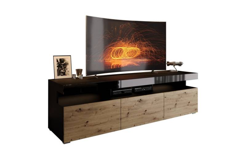 ALLHOUSE24 TV-Schrank MILANO 180 cm LED Beleuchtung Unterschrank Griffe oder Push to Open Breite 180 cm von ALLHOUSE24