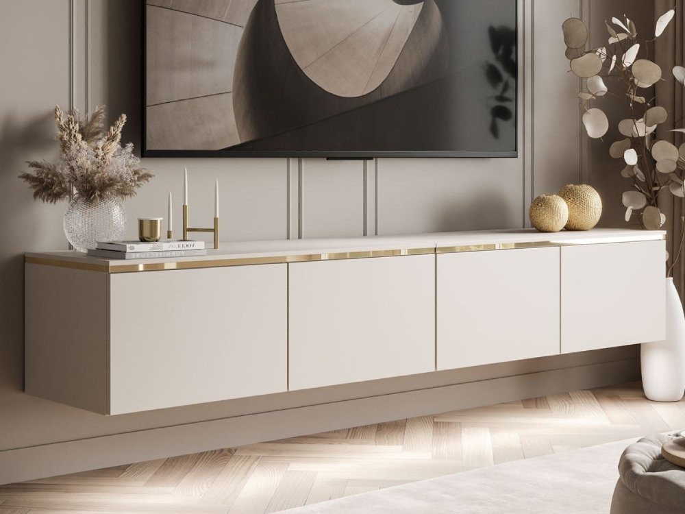 ALLHOUSE24 TV-Schrank NELLY Metallbeine LED Beleuchtung Sideboard mit verschiedene Farben Breite 200 cm von ALLHOUSE24