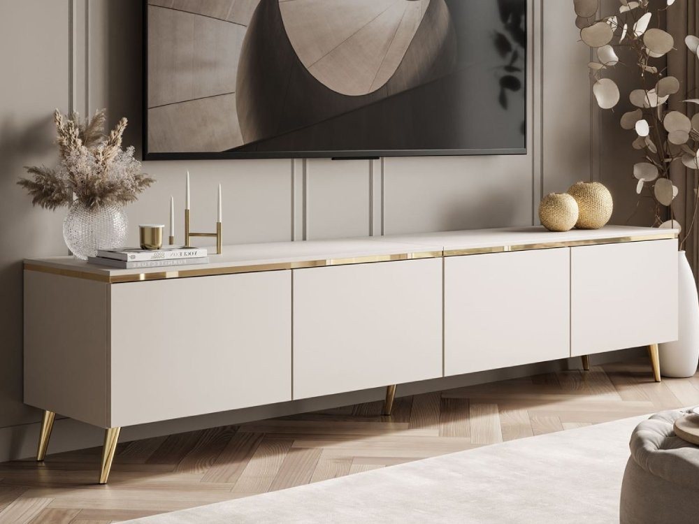 ALLHOUSE24 TV-Schrank NELLY Metallbeine LED Beleuchtung Sideboard mit verschiedene Farben Breite 200 cm von ALLHOUSE24