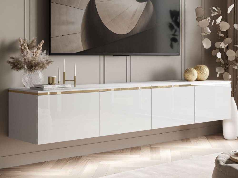 ALLHOUSE24 TV-Schrank NELLY Metallbeine LED Beleuchtung Sideboard mit verschiedene Farben Breite 200 cm von ALLHOUSE24