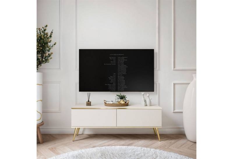 ALLHOUSE24 TV-Schrank SENSO 135 cm Unterschrank TV Lowboard GOLD Metall Füße Breite 135 cm von ALLHOUSE24