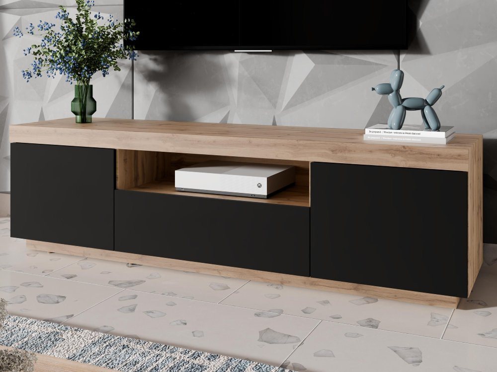ALLHOUSE24 TV-Schrank WIXI - Wotan Eiche weiße oder schwarze Front TV-Board Unterschrank Breite 170 cm von ALLHOUSE24
