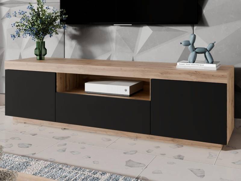 ALLHOUSE24 TV-Schrank WIXI - Wotan Eiche weiße oder schwarze Front TV-Board Unterschrank Breite 170 cm von ALLHOUSE24