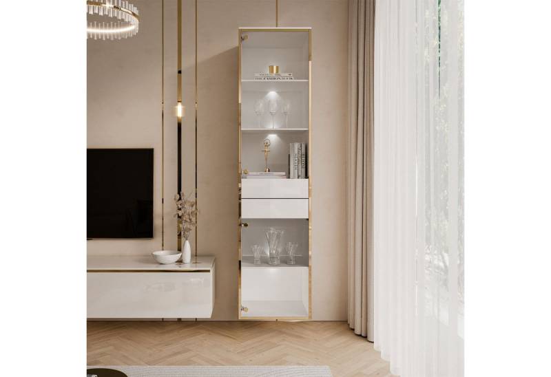 ALLHOUSE24 Vitrine PEONY Breite 45 cm Glasvitrine mit LED Beleuchtung weiß gold GLANZ Breite 45 cm ALLHOUSE24 Vitrine PEONY Breite 45 cm Glasvitrine mit LED Beleuchtung weiß gold GLANZ Breite 45 cm von ALLHOUSE24