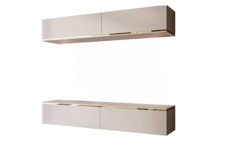 ALLHOUSE24 Wohnwand hängende LAURA Kaschmir 180 cm Breite Schrankwand gold Umrandung ALLHOUSE24 Wohnwand hängende LAURA Kaschmir 180 cm Breite Schrankwand gold Umrandung von ALLHOUSE24