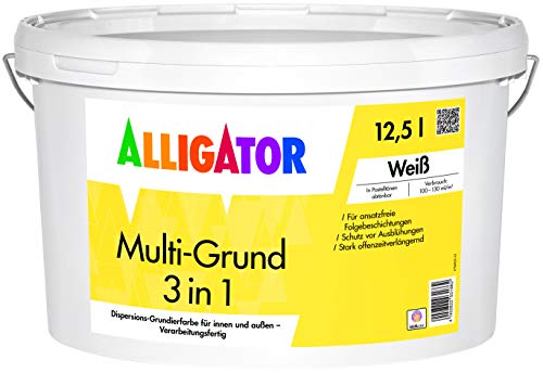 ALLIGATOR Multi-Grund 3 in 1 LEF 12,5 Liter weiß - Spezialgrundierung für innen und außen - Made in Germany von ALLIGATOR