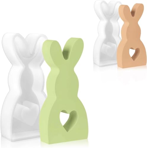 2 Stück Ostern Kaninchen Silikonformen Gießformen, Hasenform für Ostern, Ostern Hase Backform, Osterhase Silikonform for Gips, Sojawachs Kerzen, Handwerk von ALLILUYAA