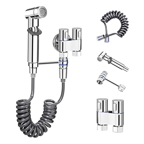 Bidet Handbrause für Toilette,Bidet-Sprühgerät für Toiletten,Mit Douche und Halter und Wasserhahnspender,1,5 m Bidetschlauch,Chrom,Für Haustierwäsche,Badezimmerreinigung Bidet Handbrause für Toilette,Bidet-Sprühgerät für Toiletten,Mit Douche und Halter und Wasserhahnspender,1,5 m Bidetschlauch,Chrom,Für Haustierwäsche,Badezimmerreinigung von ALLILUYAA