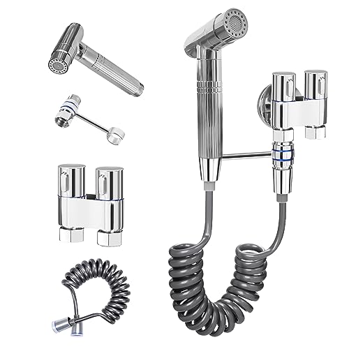 Bidet Handbrause für Toilette,Bidet Brause,WC Dusche,Mit Douche Halter,1,5 m Bidetschlauch,Ventile aus Verchromtem Messing,Für Intimreinigung,Badezimmerreinigung von ALLILUYAA