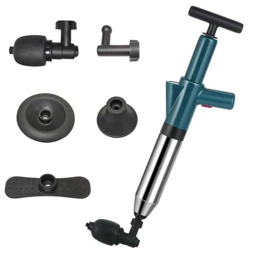 Rohrreiniger Druckluft, Abflussreiniger Pumpe mit Luftkompression und Luftdruckanzeige, Pressluft Rohrreiniger mit 4 Saugnäpfen und Ohne Loch Aufhänger für Toiletten, Badezimmer, Küche, Usw von ALLILUYAA