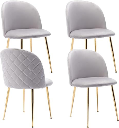 ALLINLIFE 4er Set Stühle Esszimmer Küchenstühle Polsterstuhl Grau Esszimmerstühle Moderne Wohnzimmer Stuhl mit Goldene Beine Dining Chairs (4, Grau) von ALLINLIFE