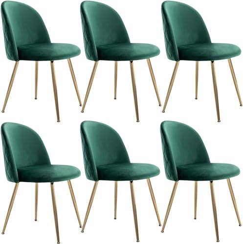 ALLINLIFE 6er Set Stühle Esszimmer Küchenstühle Polsterstuhl Grün Esszimmerstühle Moderne Wohnzimmer Stuhl mit Goldene Beine Dining Chairs (6, Grün) von ALLINLIFE