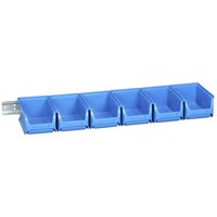 Allit - Sichtlagerkasten-Set ProfiPlus 2/7, Metallschiene mit 6 Kagerkästen Größe 2, blau von Allit