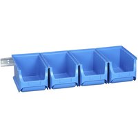 Sichtlagerkasten-Set ProfiPlus 3/5, Metallschiene mit 4 Kagerkästen Größe 3, blau - Allit von Allit