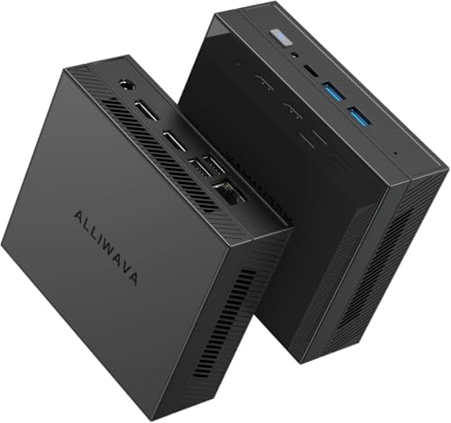 ALLIWAVA GX55 Mini PC N5105 2.9GHz 8GB RAM 256GB SSD M.2 Micro Desktop Computer, 4K UHD, WiFi, Gigabit Ethernet, HDMI X 2 & USB-C for Business, Home Cinema, W11 Pro von ALLIWAVA