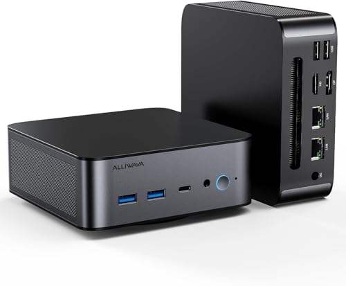 H90 Mini PC Intel Core i7-11390H 32GB DDR4 512GB NVMe SSD, bis zu 5.0 GHz,HDMI/DP/USB-C 4K Ausgang, 2X 2.5G RJ45, Leistungsstarker Büro- und Gaming-Desktop-Computer von ALLIWAVA