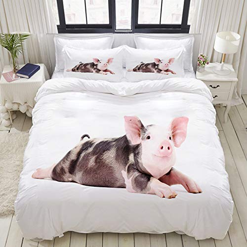 ALLMILL Bettwäsche-Set, Mikrofaser,Lustiges kleines Schwein,1 Bettbezug 135 x 200cm+ 2 Kopfkissenbezug 80x80cm von ALLMILL