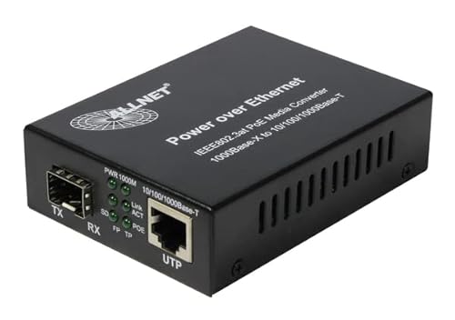ALLNET Z Medienkonverter PoE (15,4W/30W) auf 1000BASE-SX/LX Single-/ Multimode SFP Mini-GBIC Anschluss von AllNet