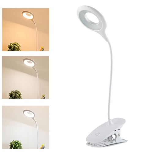 ALLOMN Ansteckbare Leselampe, Augenschonende Touch Schreibtisch Klemmlampe mit 3 Einstellbaren Farbtemperaturen, Flexible Schwanenhals LED Leselampe für Home Office Arbeitszimmer Lesen Entspannen von ALLOMN