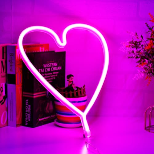 ALLOMN LED Neonlicht, LED Herz Nachtlichter Herz-Neonschild Zeichen Batteriebetriebene LED Herz Liebe Neonlicht für Party Heimdekoration Muttertagsgeschenk Kindergeschenk von ALLOMN