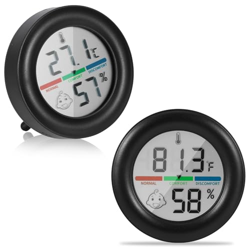 ALLOMN Raumthermometer, 2Pack Innenthermometer Hygrometer Mini Digital Temperatur Feuchtigkeitsmessgerät Messgerät Monitor LCD-Anzeige Celsius für Zuhause Gewächshaus Baby Büro Garten Keller (Schwarz) von ALLOMN