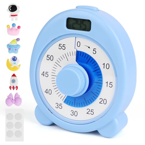 ALLOMN Visueller 60-Minuten-Timer, Verbesserte Visuelle Countdown Timer Uhr mit Nachtlicht für Kinder Erwachsene, Wiederaufladbarer Pomodoro-Timer mit Magnetischer Rückseite für Heimschularbeiten von ALLOMN