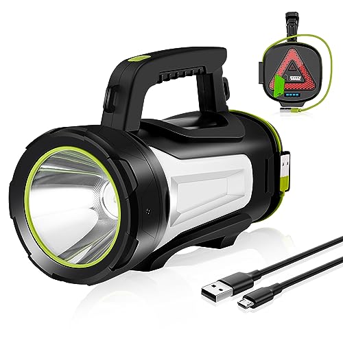 ALLOMN Wiederaufladbare LED Taschenlampe Suchscheinwerfer, 8 Lichtmodi Superhelle Handfackeln LED Taschenlampe Camping Laterne Wasserdicht für den Außenbereich Notfall Scheinwerfer Suchscheinwerfer von ALLOMN