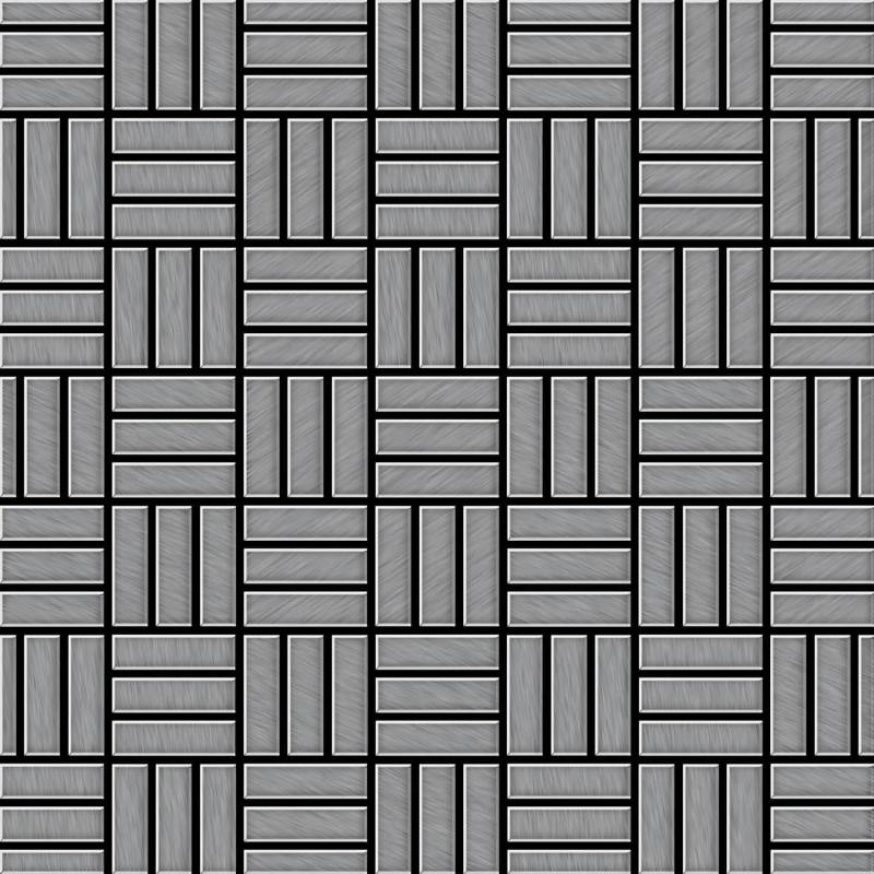 ALLOY Mosaik Fliese Massiv Metall Edelstahl Gebürstet Grau 1,6mm Basketweave-s-s-b 1 Paket mit 10 Matten 0,82 m2 Grau von ALLOY