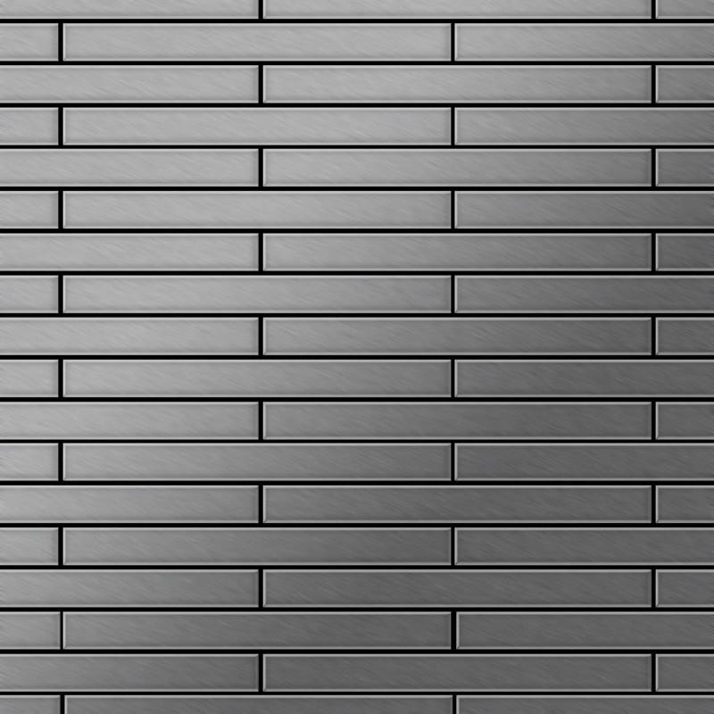 ALLOY Mosaik Fliese Massiv Metall Edelstahl Gebürstet Grau 1,6mm Stark Avenue-s-s-b 1 Paket mit 10 Matten 0,74 m2 Grau von ALLOY