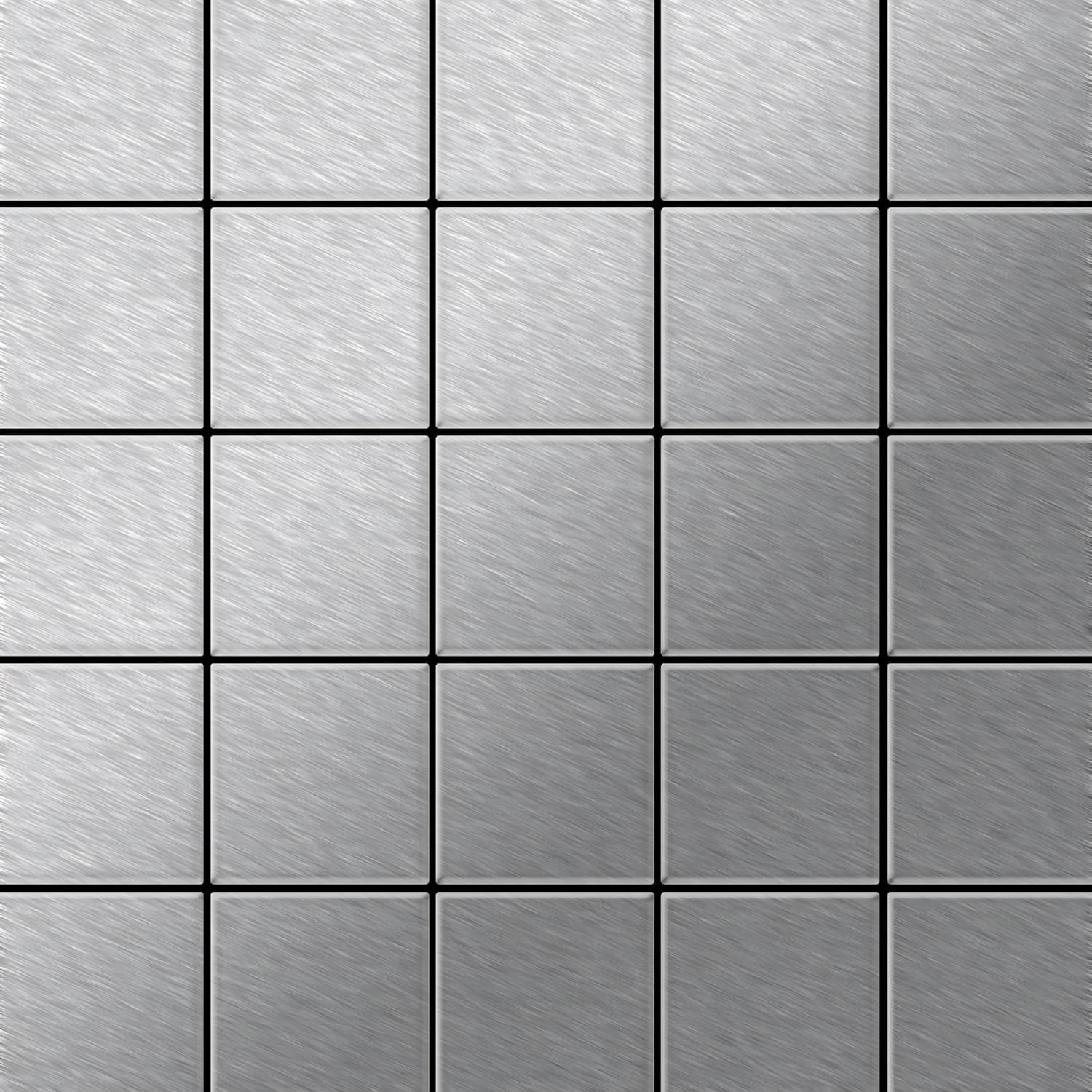 ALLOY Mosaik Fliese Massiv Metall Edelstahl Gebürstet Grau 1,6mm Stark Century-s-s-b 1 Paket mit 50 Matten 0,5 m2 Grau von ALLOY