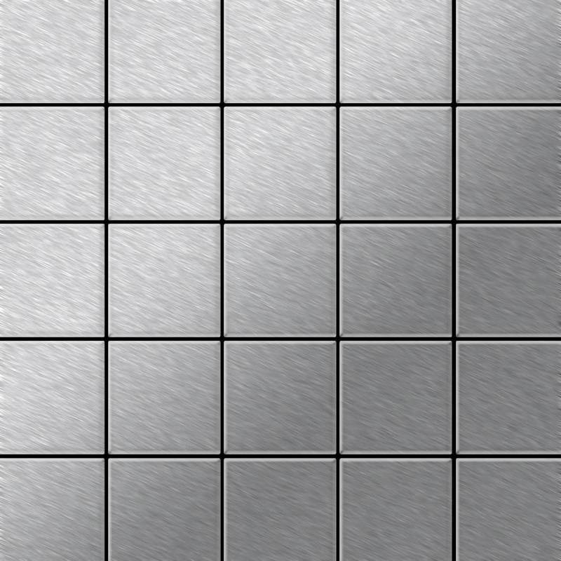 ALLOY Mosaik Fliese Massiv Metall Edelstahl Gebürstet Grau 1,6mm Stark Century-s-s-b 1 Paket mit 50 Matten 0,5 m2 Grau von ALLOY