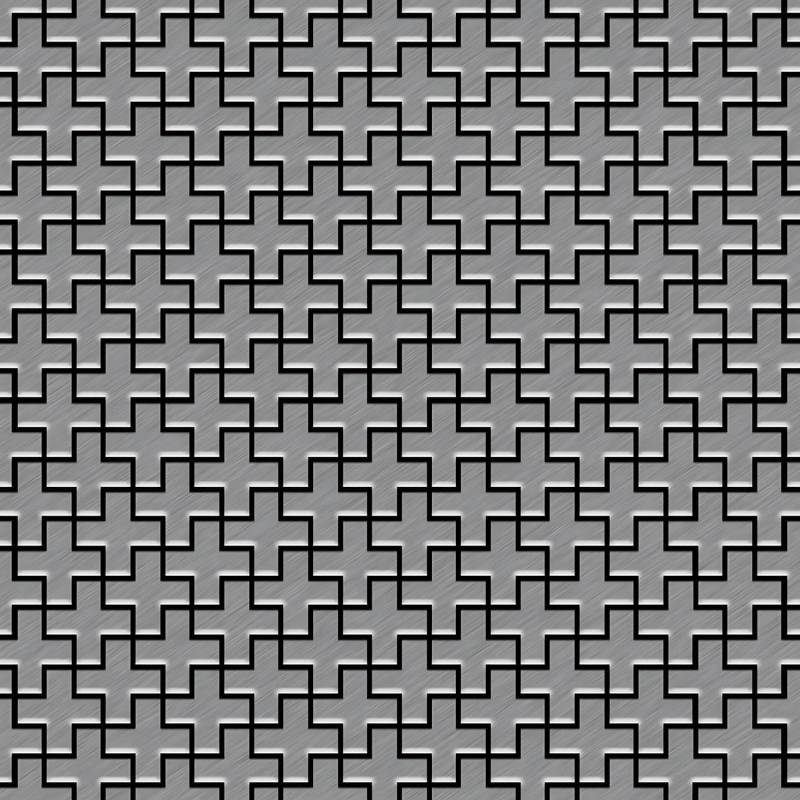 ALLOY Mosaik Fliese Massiv Metall Edelstahl Gebürstet Grau 1,6mm Swiss Cross-s-s-b 1 Paket mit 10 Matten 0,88 m2 Grau von ALLOY