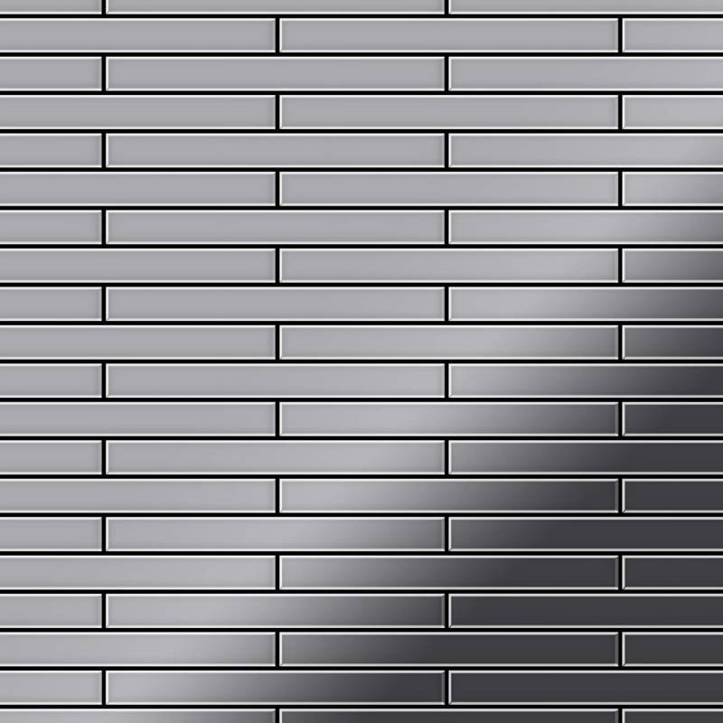 ALLOY Mosaik Fliese Massiv Metall Edelstahl Hochglanz Grau 1,6mm Deedee-s-s-m 1 Paket mit 10 Matten 0,63 m2 Grau von ALLOY