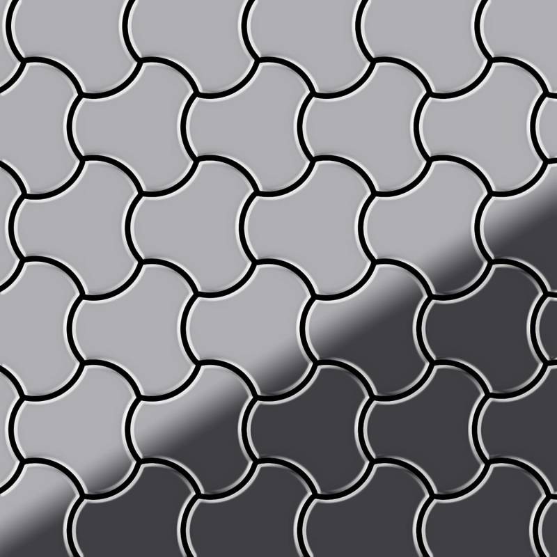 ALLOY Mosaik Fliese Massiv Metall Edelstahl Hochglanz Grau 1,6mm Ubiquity-s-s-m 1 Paket mit 10 Matten 0,75 m2 Grau von ALLOY