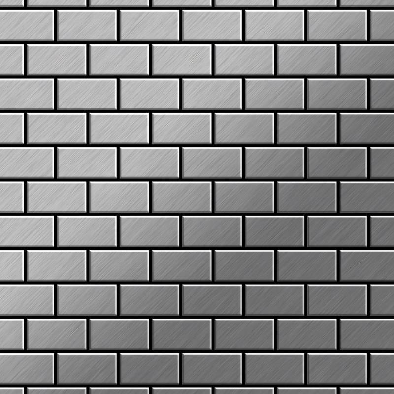 ALLOY Mosaik Fliese Massiv Metall Edelstahl Marine Gebürstet Grau 1,6mm House-s-s-mb 1 Paket mit 10 Matten 0,98 m2 Grau von ALLOY
