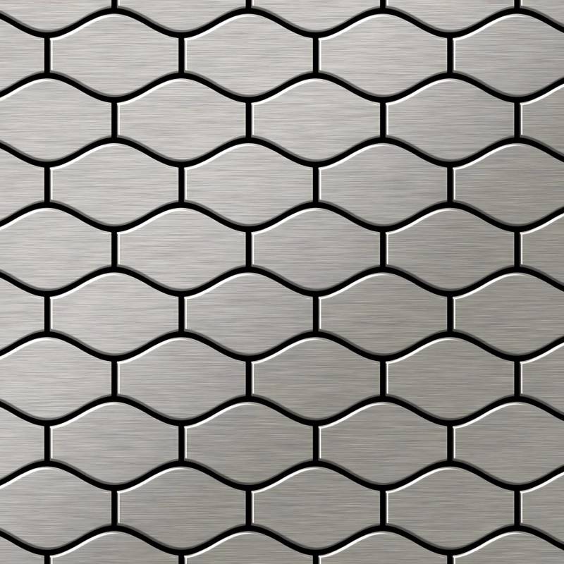 ALLOY Mosaik Fliese Massiv Metall Edelstahl Marine Gebürstet Grau 1,6mm Karma-s-s-mb, 1 Paket mit 10 Matten 0,86 m2 Grau von ALLOY