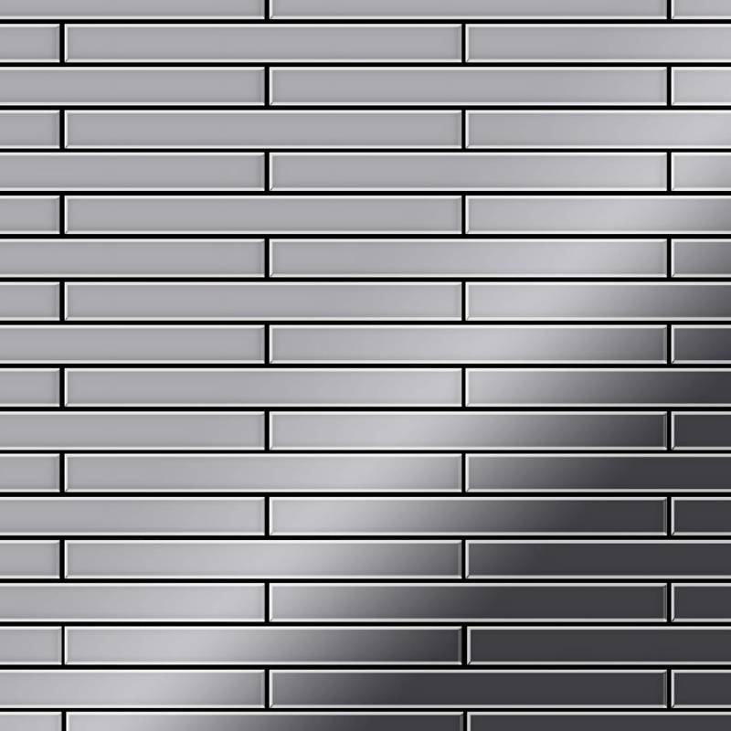 ALLOY Mosaik Fliese Massiv Metall Edelstahl Marine Hochglanz Grau 1,6mm Avenue-s-s-mm 1 Paket mit 10 Matten 0,74 m2 Grau von ALLOY