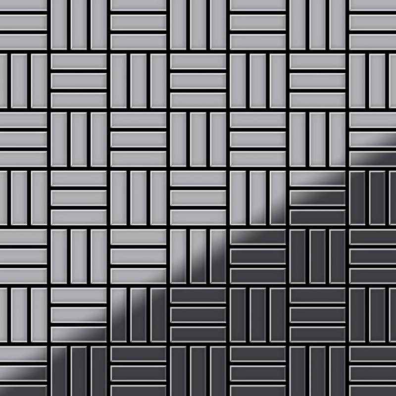 ALLOY Mosaik Fliese Massiv Metall Edelstahl Marine Hochglanz Grau Basketweave-s-s-mm 1 Paket mit 10 Matten 0,82 m2 Grau von ALLOY