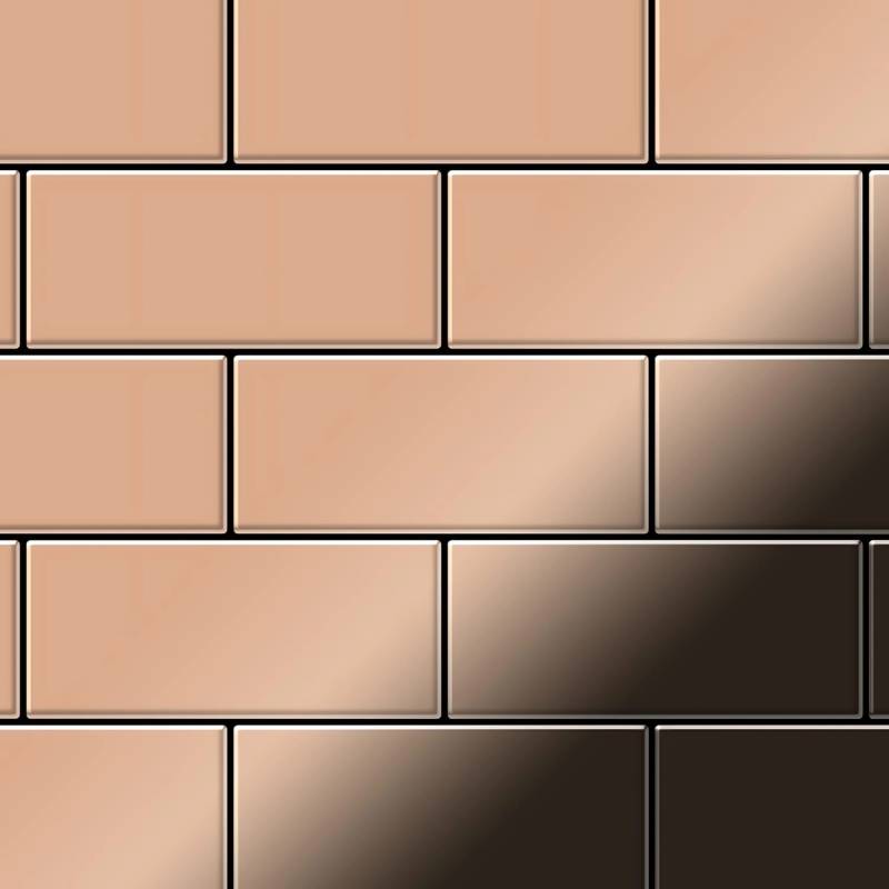 ALLOY Mosaik Fliese Massiv Metall Kupfer Gewalzt Kupfer 1,6mm Stark Subway-cm 1 Paket mit 50 Matten 0,58 m2 Kupfer von ALLOY