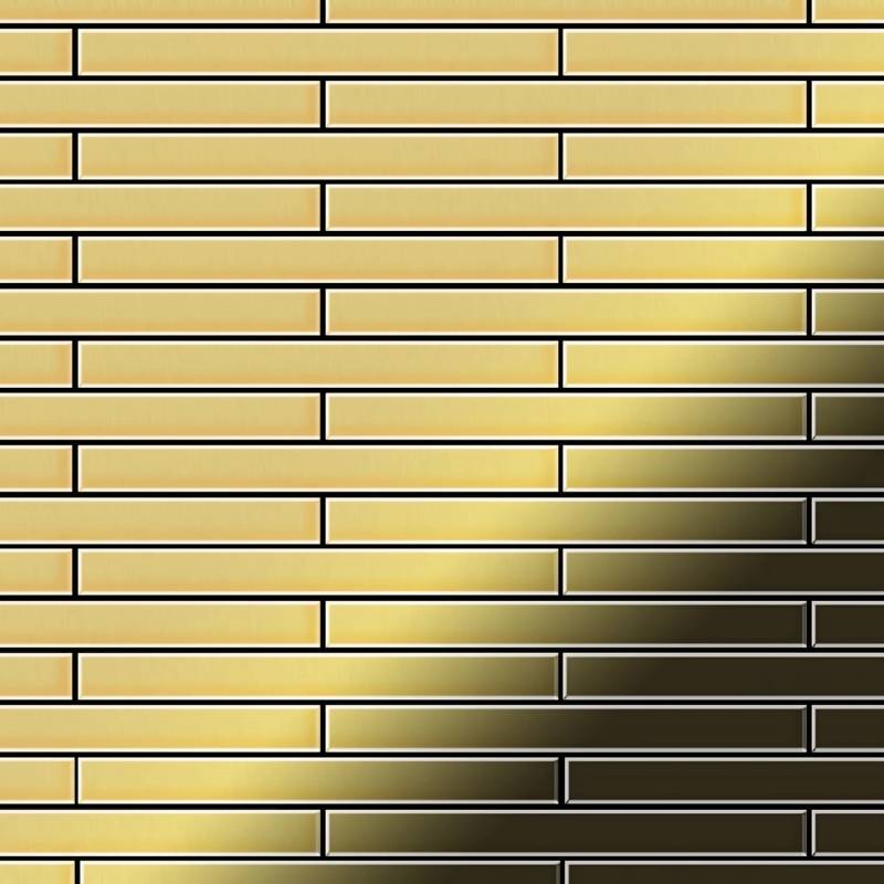 ALLOY Mosaik Fliese Massiv Metall Messing Gewalzt Gold 1,6mm Stark Avenue-bm 1 Paket mit 10 Matten 0,74 m2 Gold von ALLOY